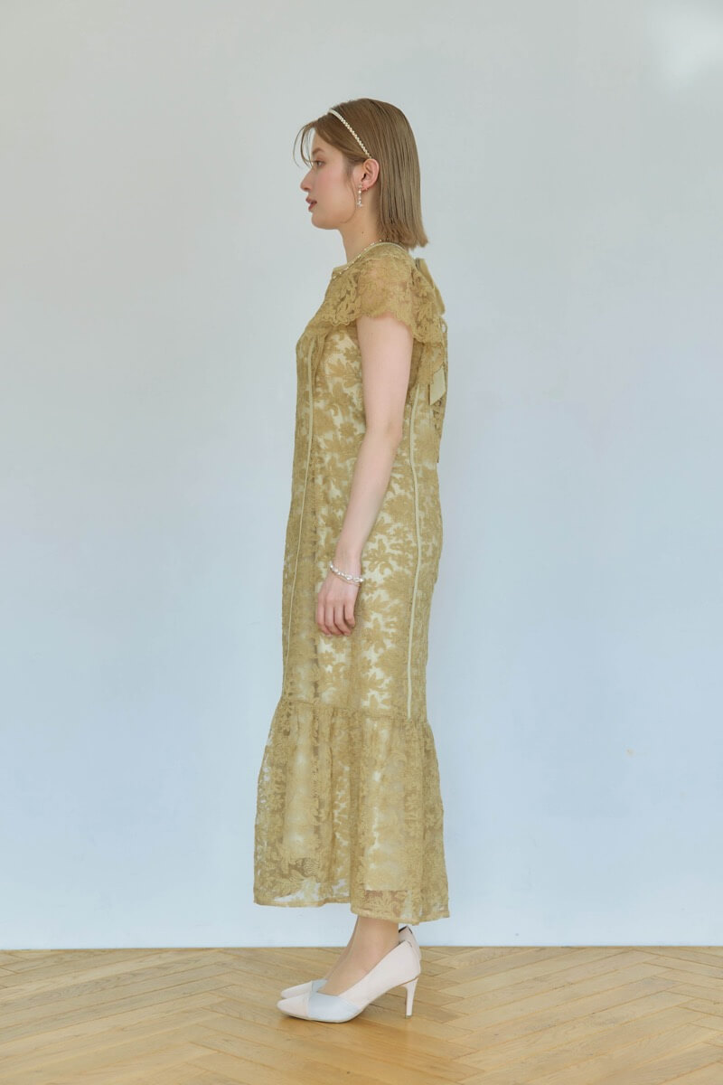 イエローのフラワーレースドレスの商品画像3 イエローのフラワーレースドレスの商品画像3