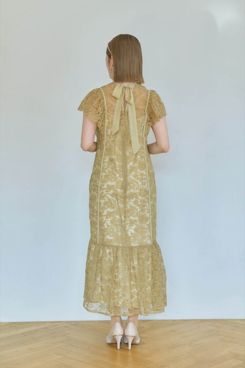 イエローのフラワーレースドレスの商品画像4 イエローのフラワーレースドレスの商品画像4