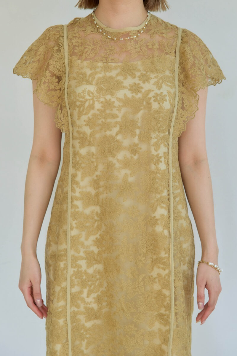 イエローのフラワーレースドレスの商品画像5 イエローのフラワーレースドレスの商品画像5
