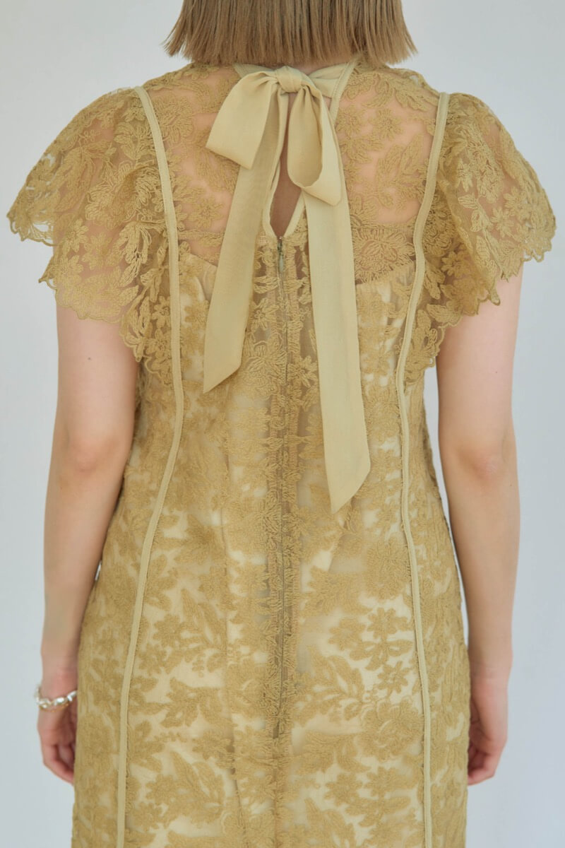 イエローのフラワーレースドレスの商品画像6 イエローのフラワーレースドレスの商品画像6