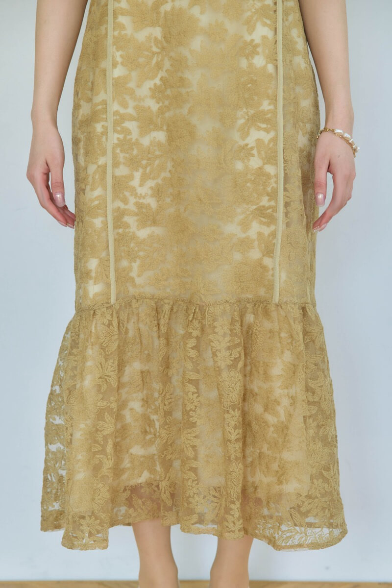 イエローのフラワーレースドレスの商品画像7 イエローのフラワーレースドレスの商品画像7