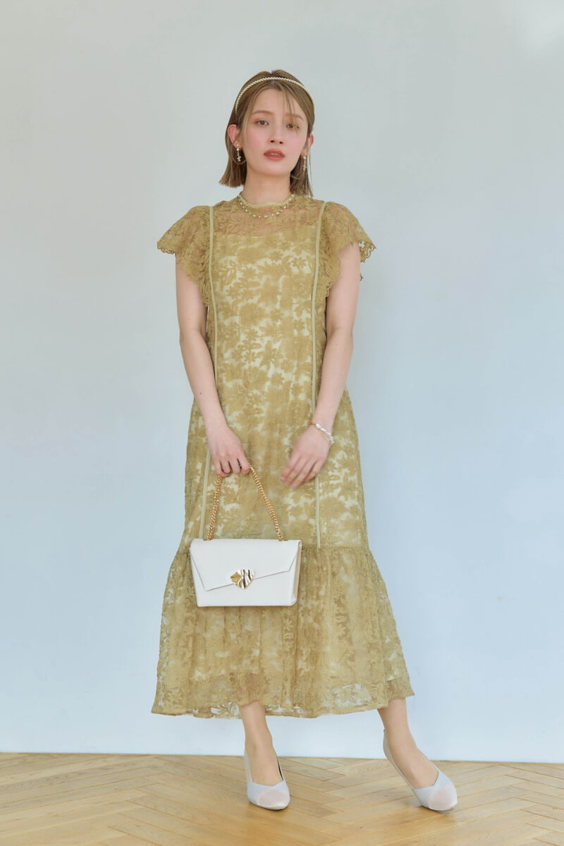 イエローのフラワーレースドレスの商品画像8 イエローのフラワーレースドレスの商品画像8