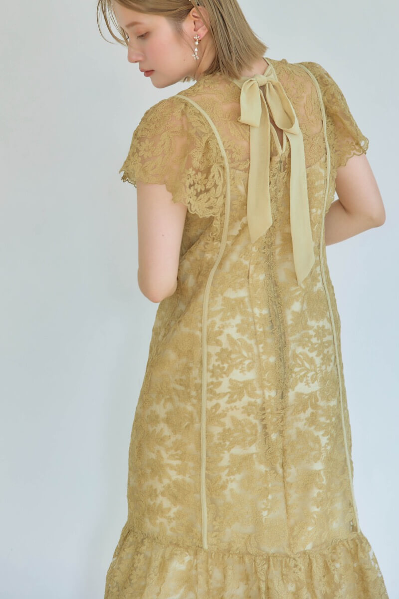 イエローのフラワーレースドレスの商品画像9 イエローのフラワーレースドレスの商品画像9