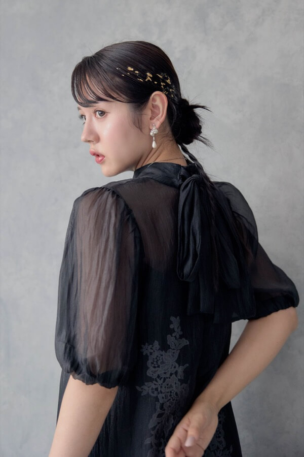 ブラックのバックリボンシアーオーガンジードレス | J by blue | M~マタニティ | A-3007