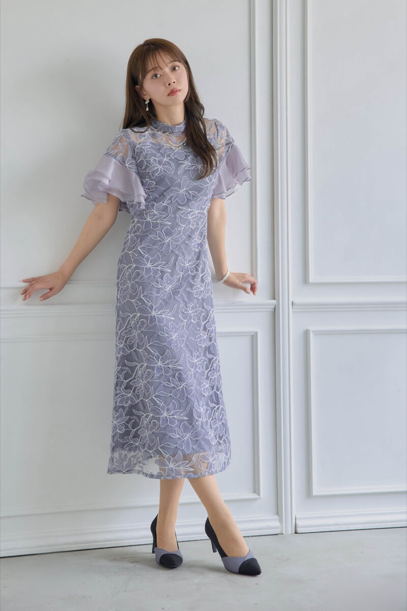 ブルーのフリルスリーブスパンコールドレスの商品画像11 ブルーのフリルスリーブスパンコールドレスの商品画像11