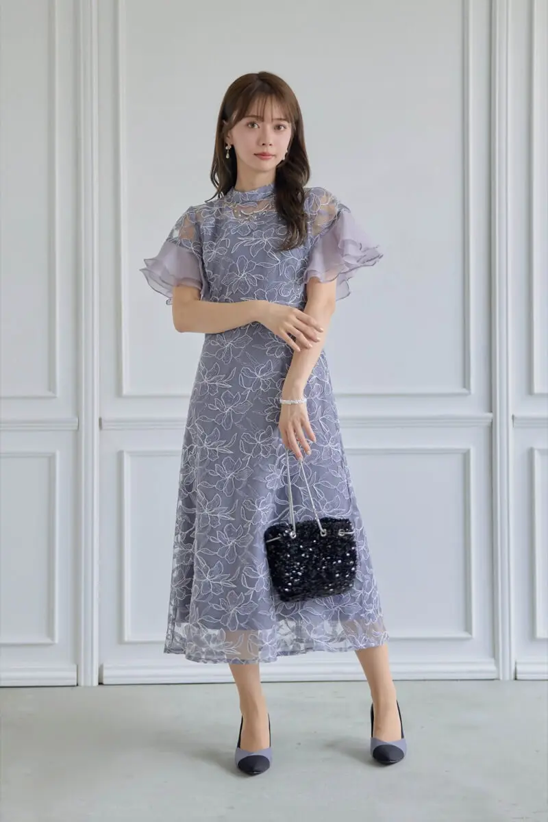 leja オケージョンドレス　グレー　ブルー　水色　パール leja オケージョンドレス グレー ブルー 水色 パール 結婚式 ドレス