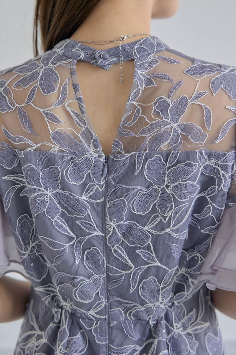 ブルーのフリルスリーブスパンコールドレスの商品画像6 ブルーのフリルスリーブスパンコールドレスの商品画像6