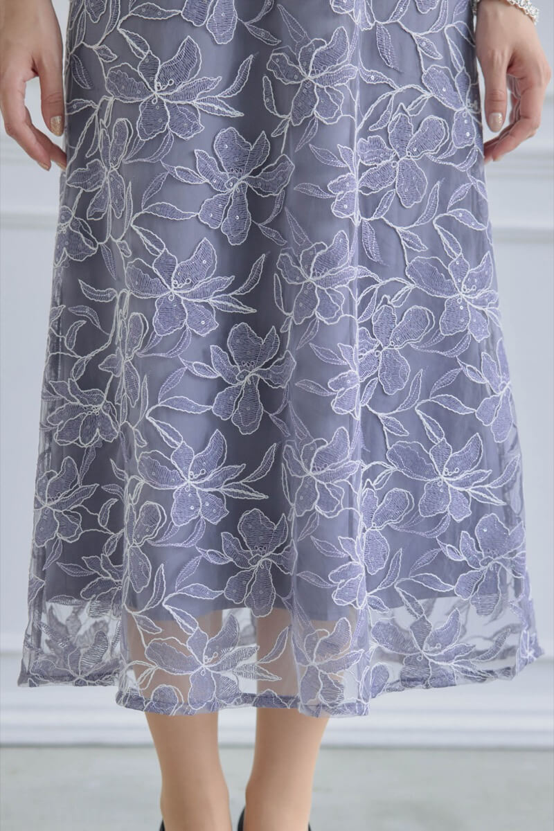 ブルーのフリルスリーブスパンコールドレスの商品画像7 ブルーのフリルスリーブスパンコールドレスの商品画像7