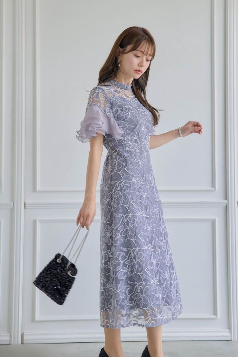 ブルーのフリルスリーブスパンコールドレスの商品画像9 ブルーのフリルスリーブスパンコールドレスの商品画像9