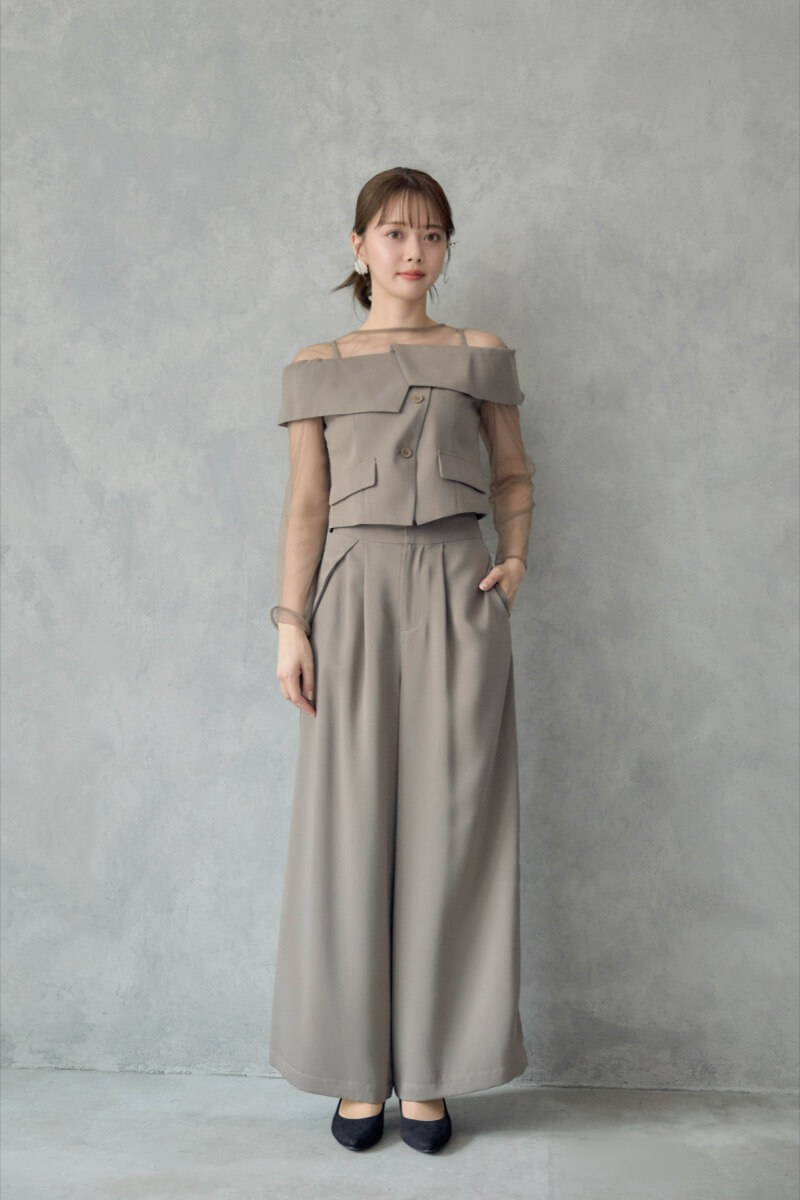 ベージュのMulti wayyトップスセットパンツドレス