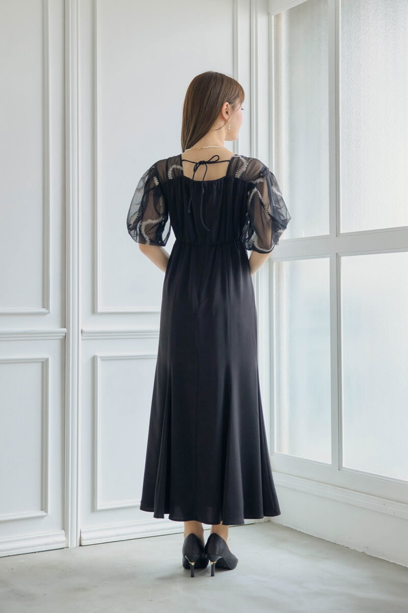 ブラックのグラフィティスリーブドレスの商品画像4