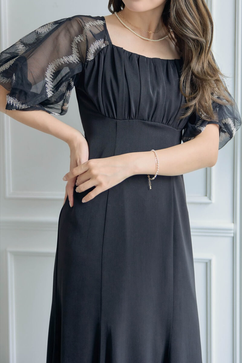 ブラックのグラフィティスリーブドレスの商品画像9