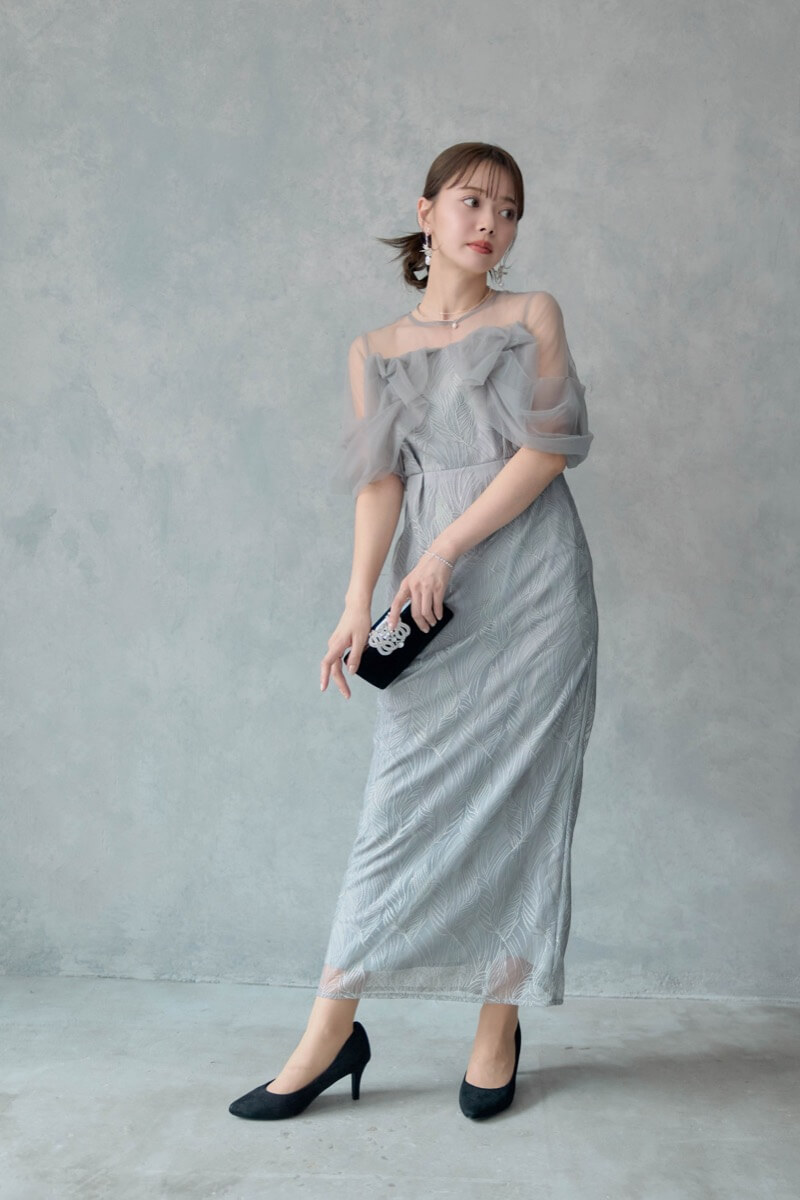 グレーのトルナードペンシルドレスの商品画像8