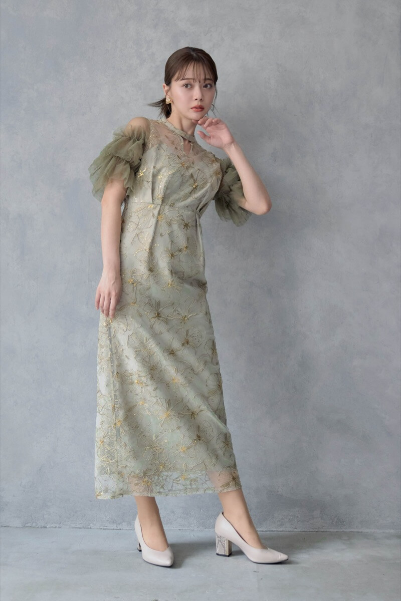 ライトグリーンのスパンコール刺繍レースドレスの商品画像10 ライトグリーンのスパンコール刺繍レースドレスの商品画像10