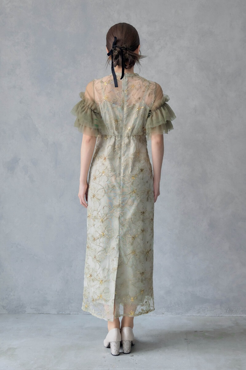 ライトグリーンのスパンコール刺繍レースドレスの商品画像4 ライトグリーンのスパンコール刺繍レースドレスの商品画像4