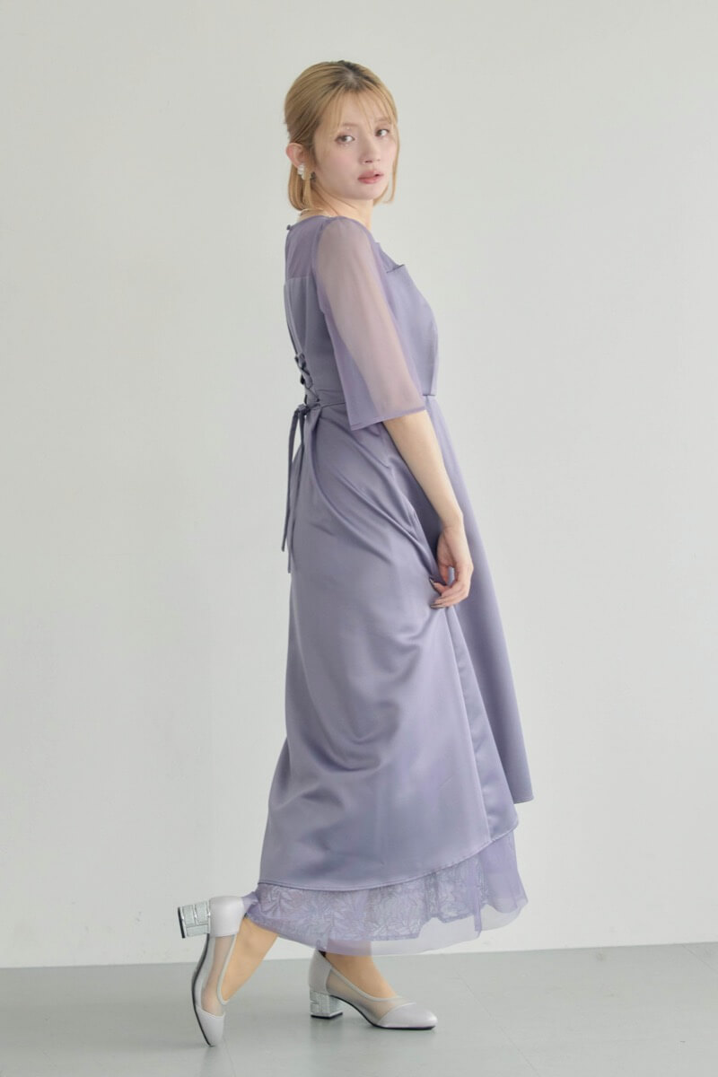 ブルーのシアーチュールビスチェドレスの商品画像11