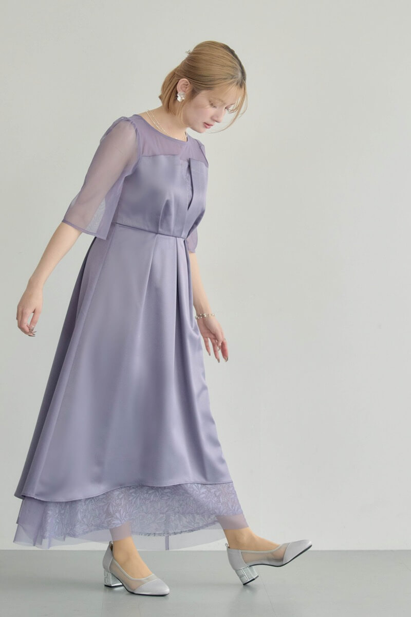 ブルーのシアーチュールビスチェドレスの商品画像13