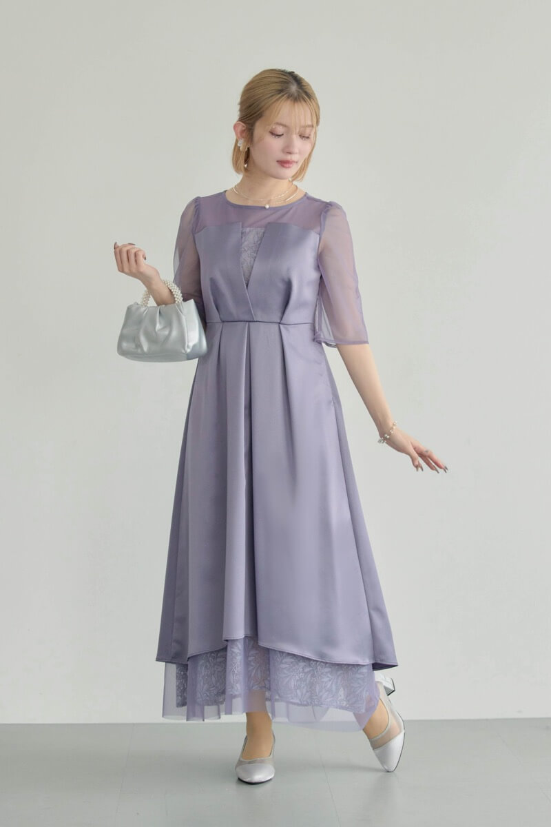 ブルーのシアーチュールビスチェドレス