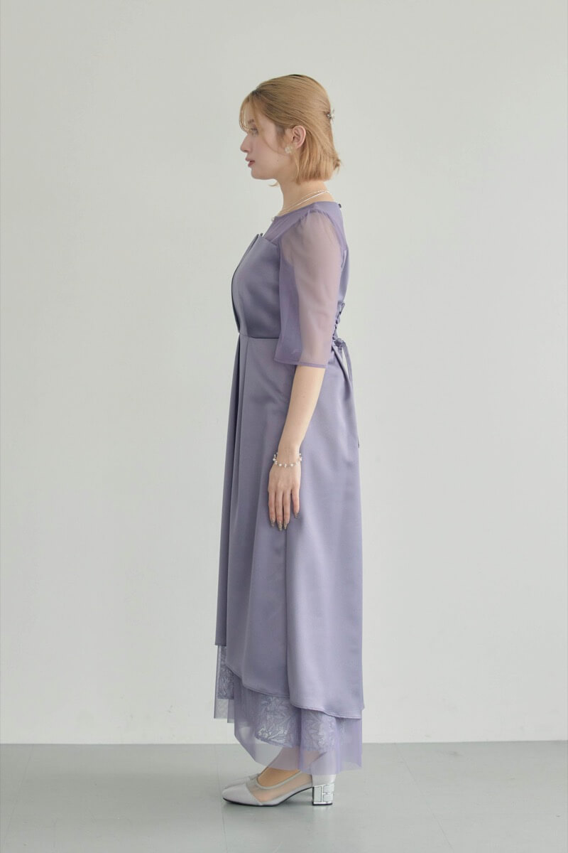 ブルーのシアーチュールビスチェドレスの商品画像3