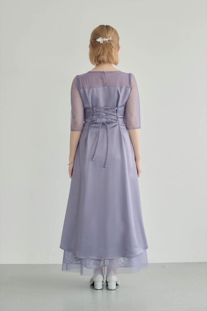 ブルーのシアーチュールビスチェドレスの商品画像4