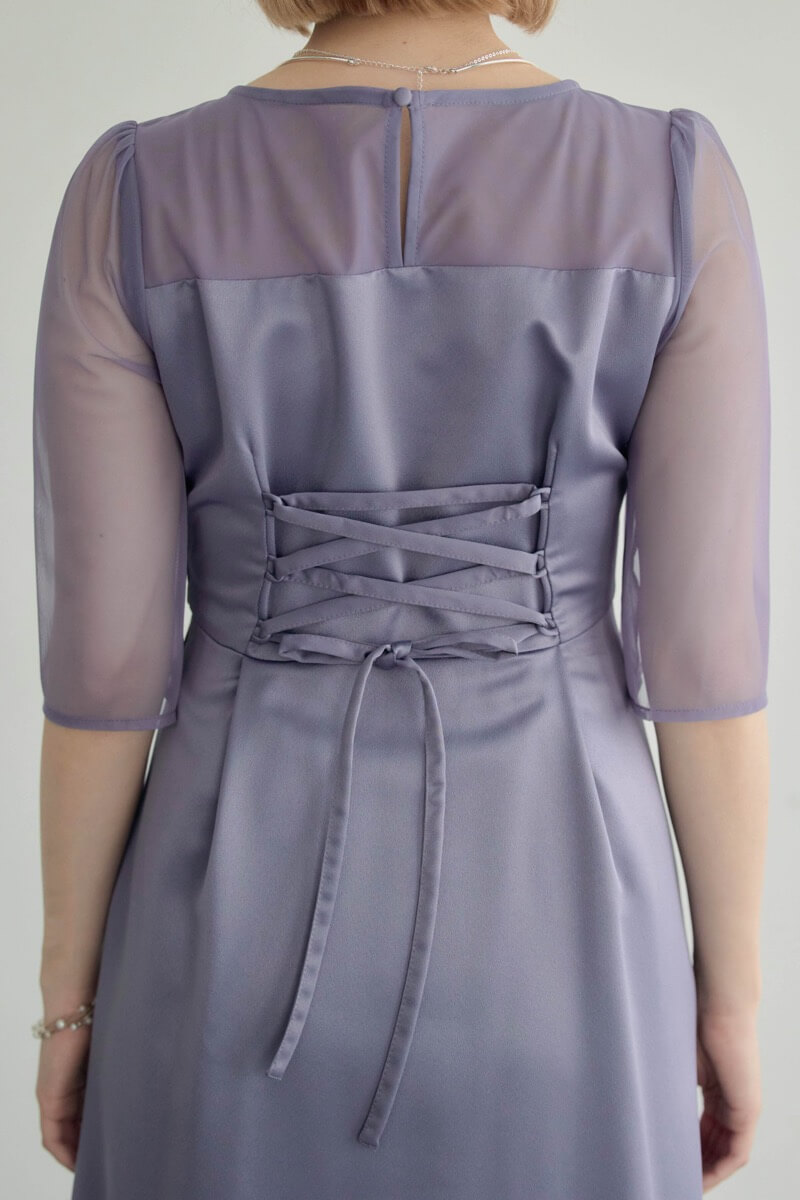 ブルーのシアーチュールビスチェドレスの商品画像6