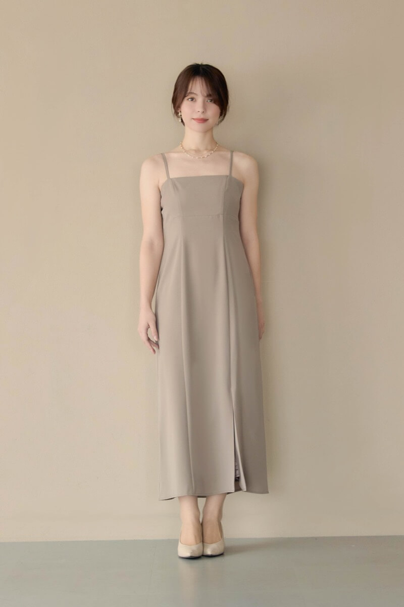 アッシュブラウンのフリルトップス付きドレスの商品画像8