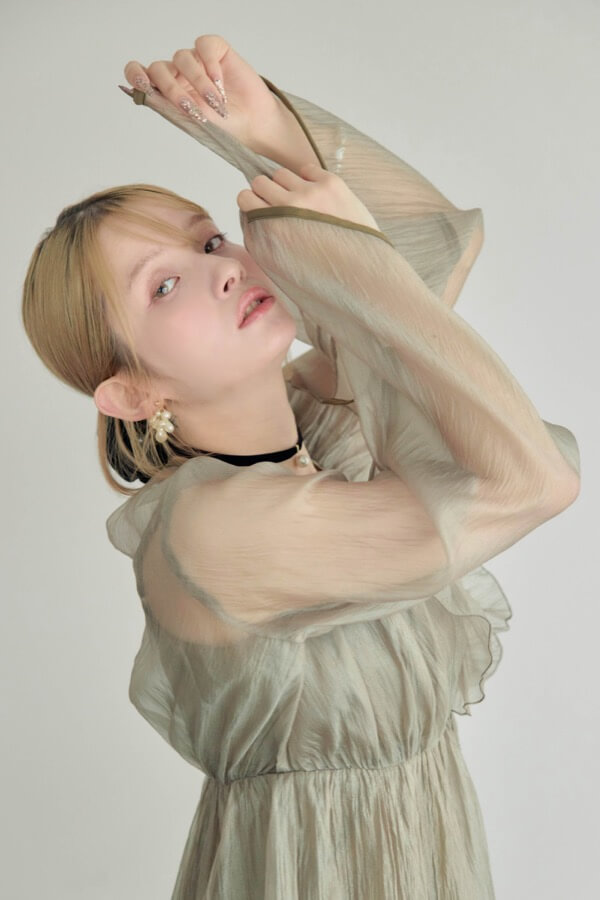 カーキのフリルトップス付きドレス | select shop | M | A-3055