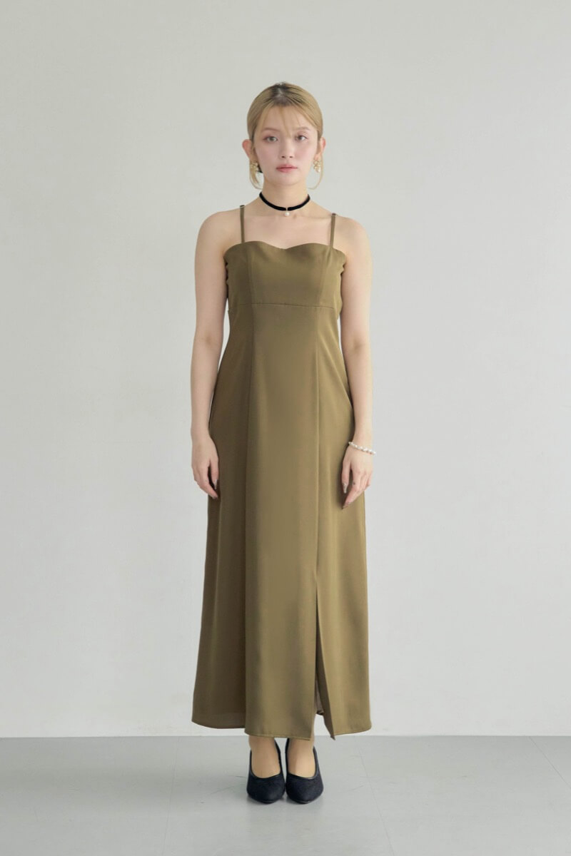 カーキのフリルトップス付きドレスの商品画像8