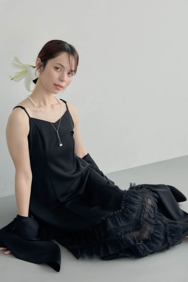 ブラックのトランスペアレントヘムセットアップドレス | et.UNiVER | M～マタニティ | A-3062