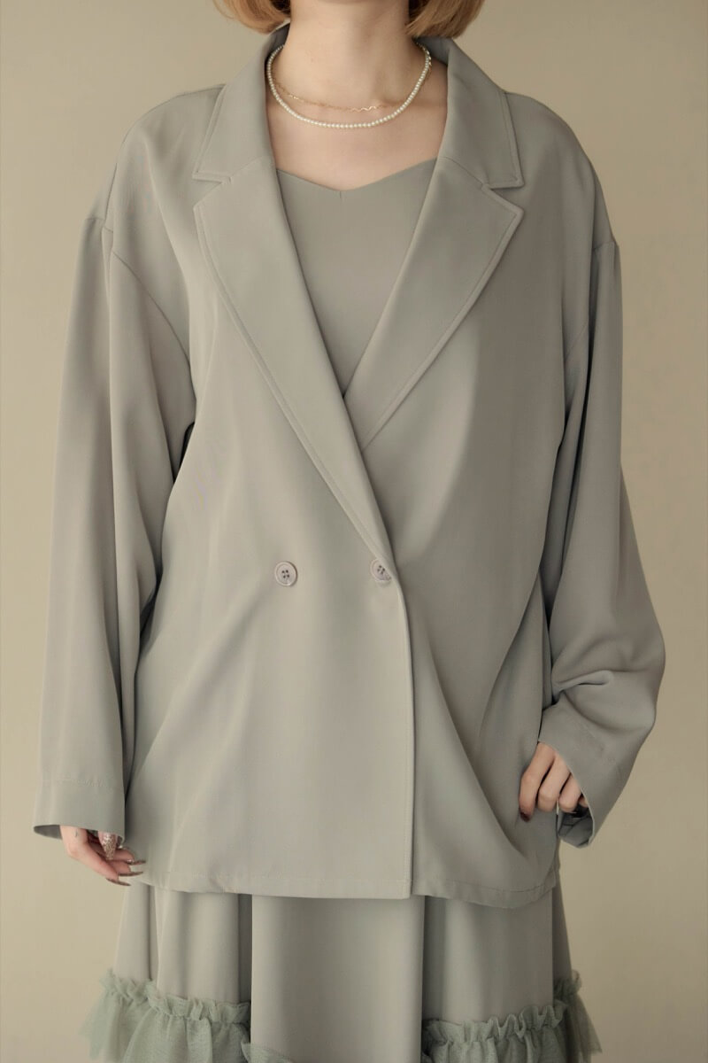 グレージュのトランスペアレントヘムセットアップドレスの商品画像5