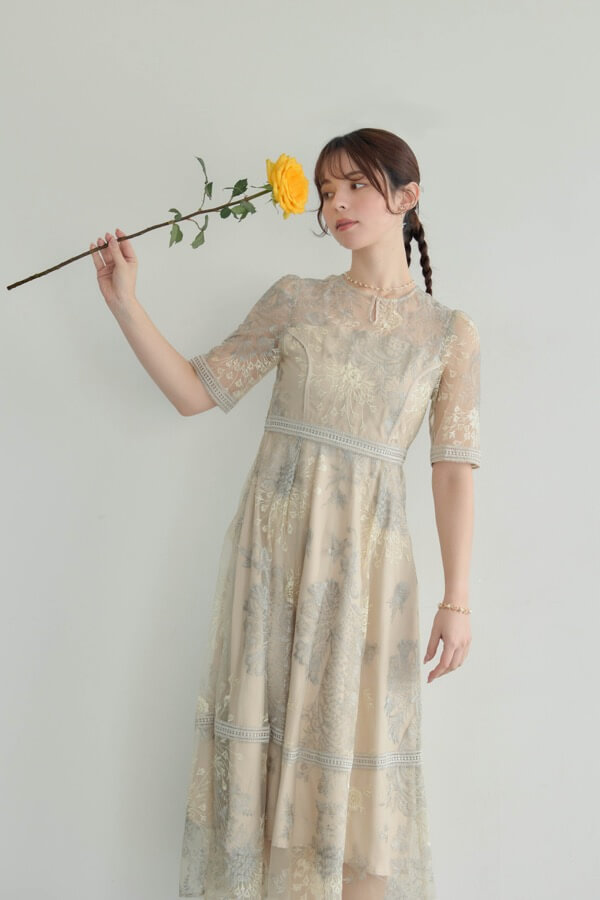 グレージュのラダーレースドレス | Dorry doll | M | A-3069