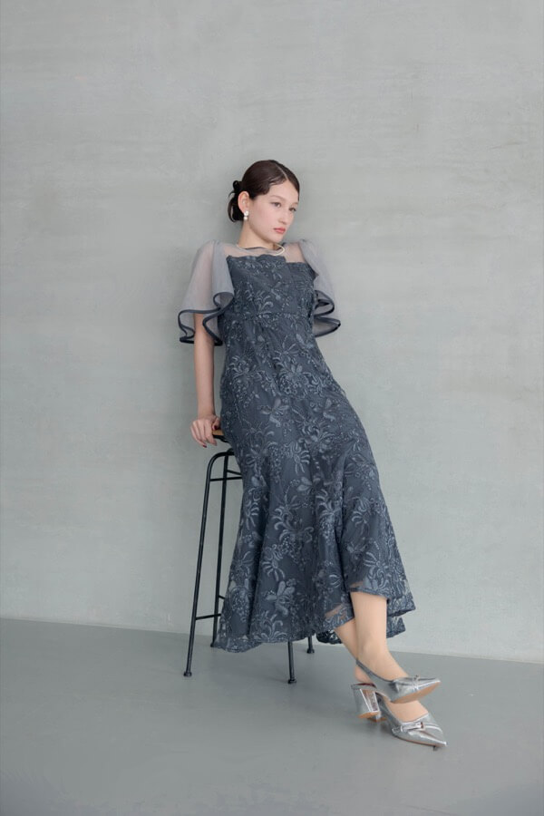 ネイビーのヴィンテージレースドレス | et.UNiVER | M | A-3099