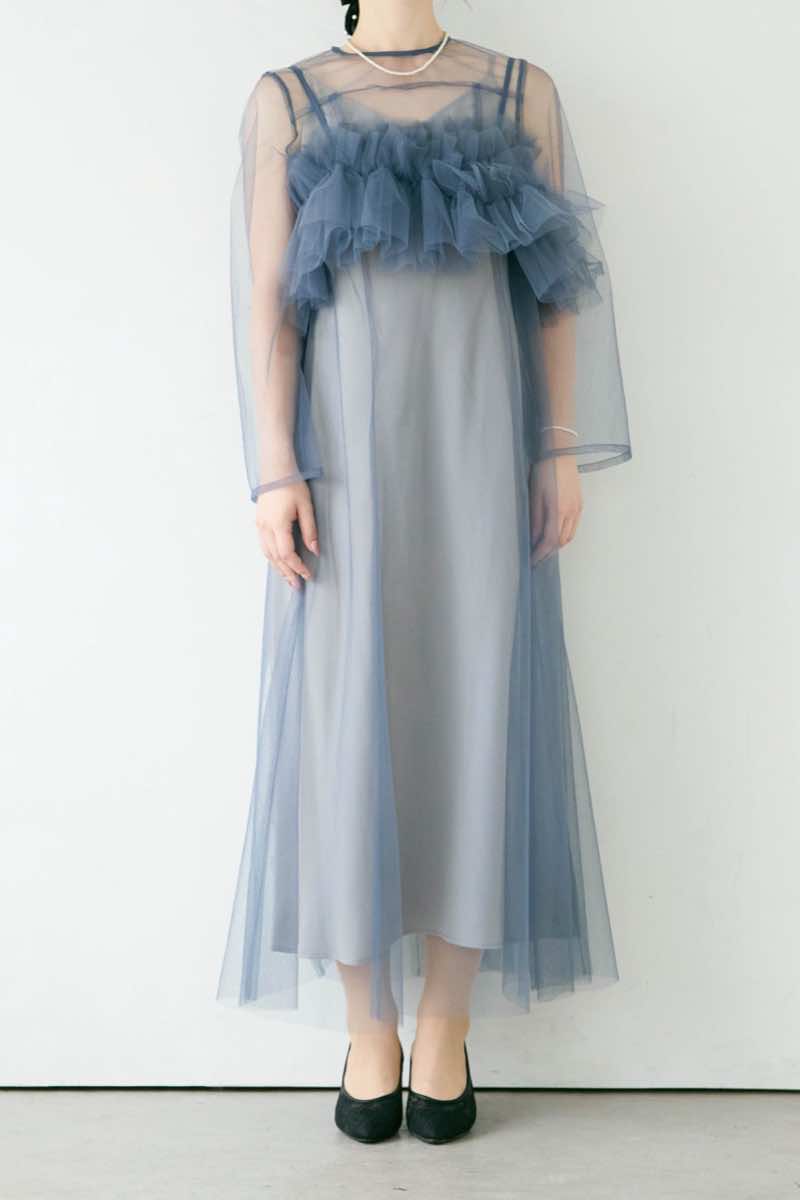 ブルーのMultiwayボリュームチュールドレスの商品画像14