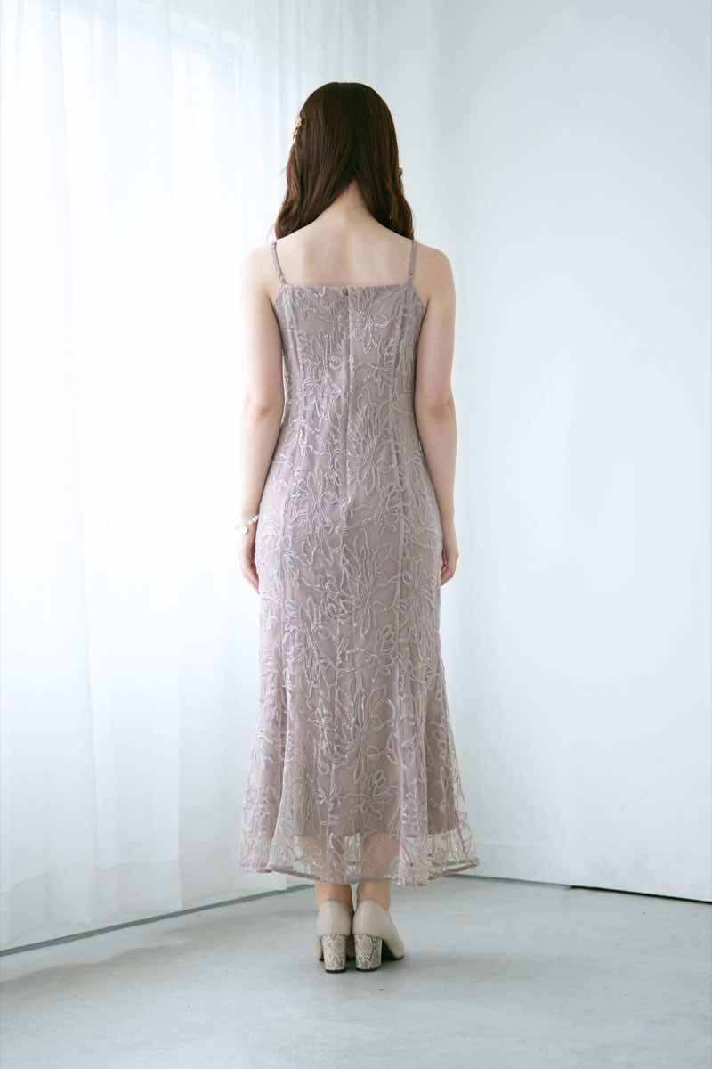 グレージュのフラワーレースセットドレスの商品画像9